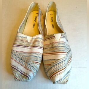 Tom's Alpargata Slip-On for Women Cream Multi Color Stripes Size 12